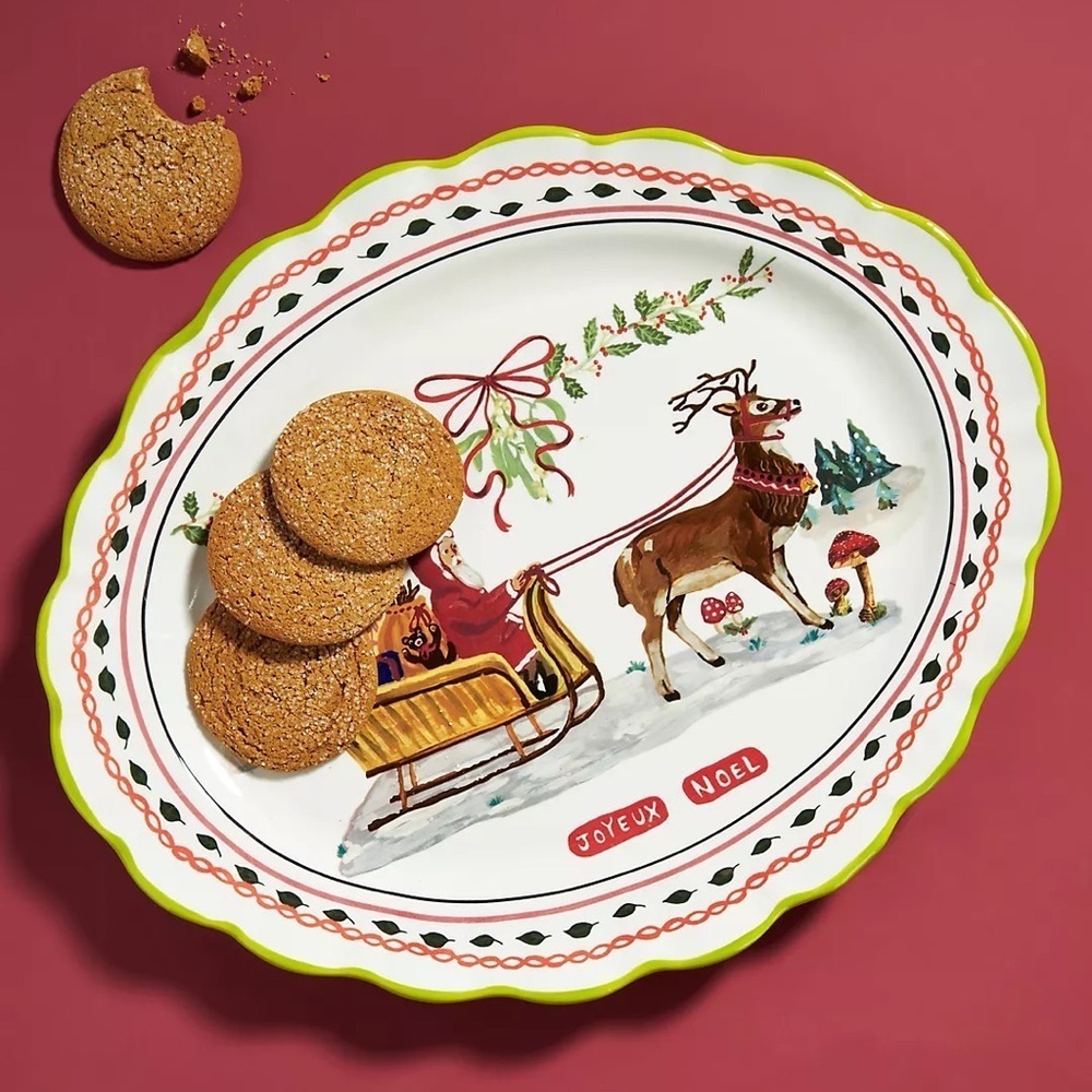 New Anthropologie Nathalie Lete Santa’s Sleigh Serving Platter